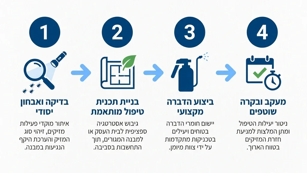 איש מקצוע מבצע בדיקה יסודית לאיתור מזיקים בסביבה ביתית