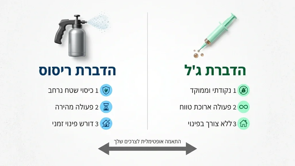 ציוד הדברה מקצועי הכולל פיתיונות ג'ל ומרסס