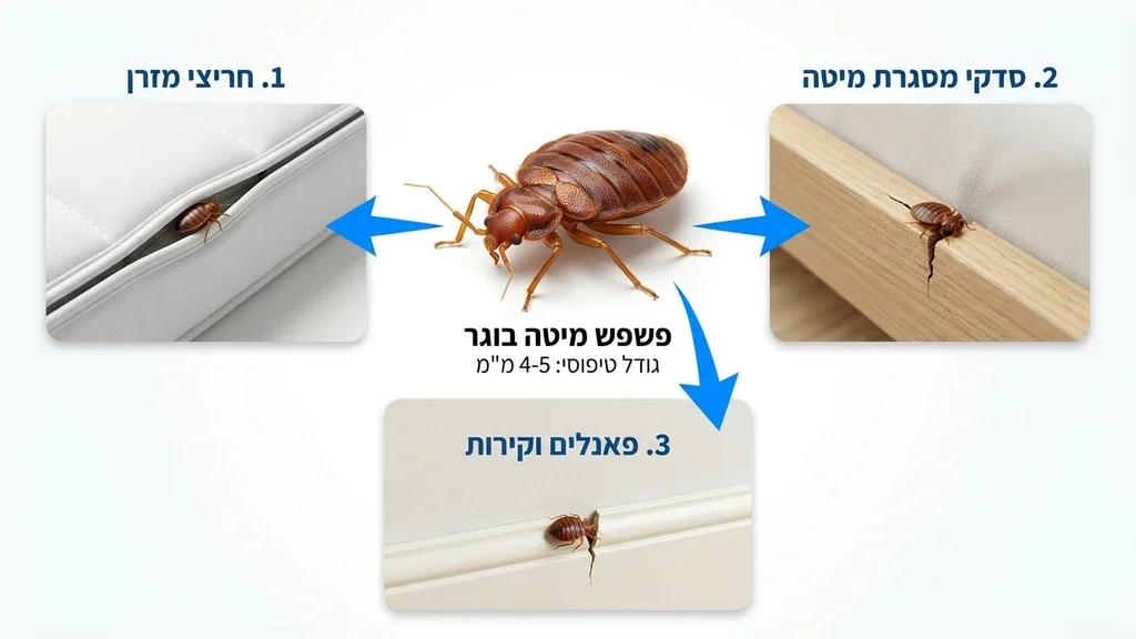 פשפש המיטה מסתתר במזרן