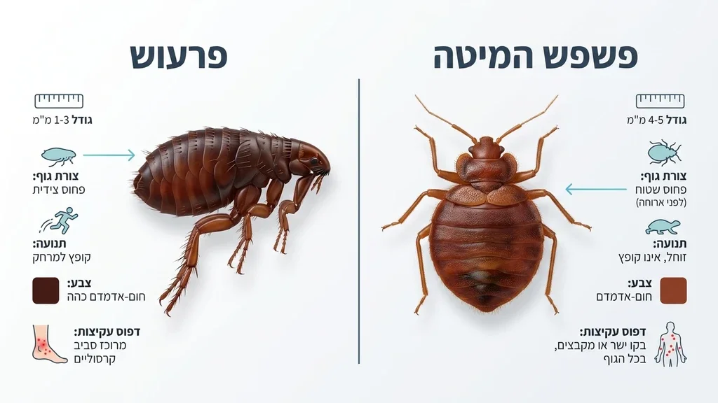זיהוי מקצועי של פרעושים לעומת פשפשים