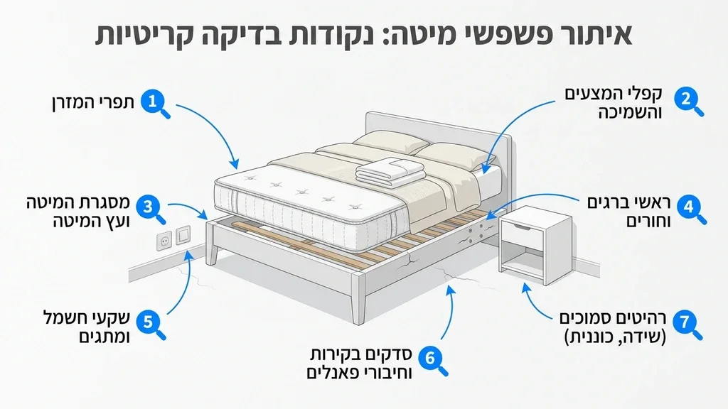 בדיקה מקצועית של קפלי מזרון לגילוי מזיקים