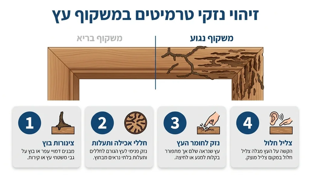 זיהוי נזקי טרמיטים במשקוף עץ