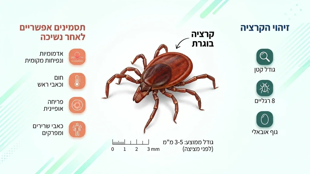 קרציה מקרוב על עלה ירוק הממחישה את סכנת הטפילים
