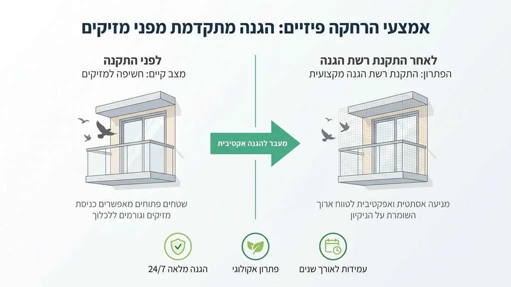 התקנת רשתות מקצועיות להרחקת מעופפים