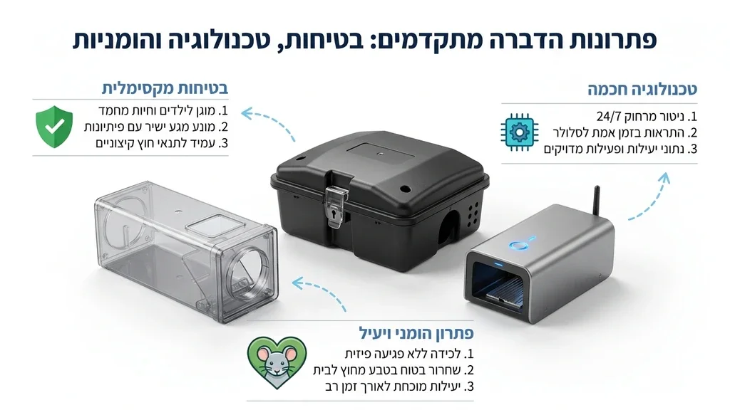 ציוד מקצועי ומלכודות הומניות ללכידת מכרסמים