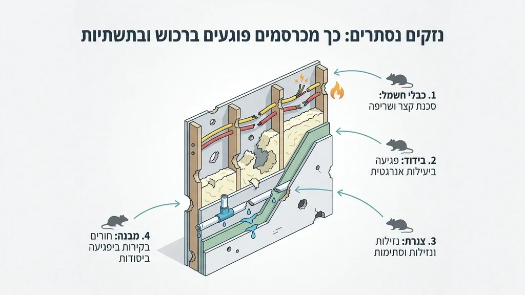 עכבר מסתתר בקרבת פאנל קיר בבית פרטי