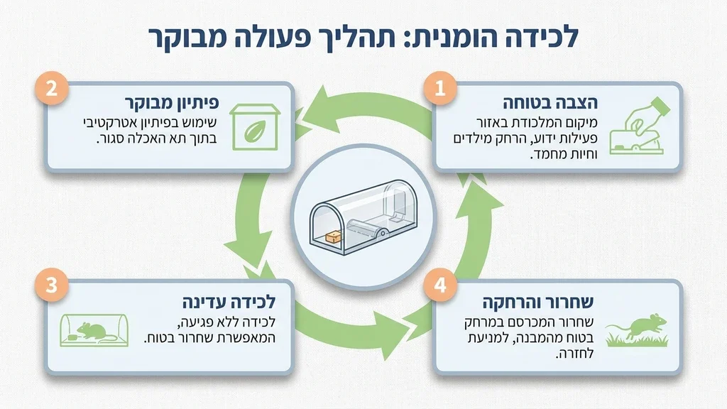 מלכודת עכברים הומנית ובטוחה המוצבת במטבח ביתי