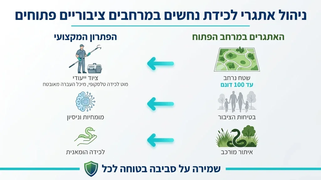לוכד נחשים לאזורים פתוחים במהלך עבודתו בפארק ציבורי